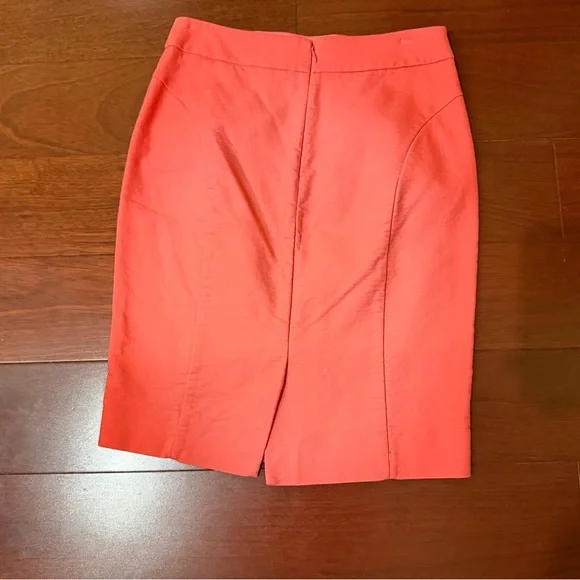 J. Crew The Pencil Skirt Coral Orange Cotton Size 0 - Picture 6 of 7